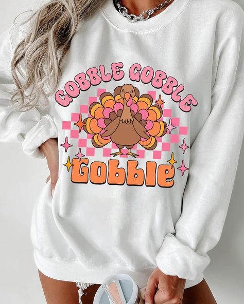 Use code CHEER15 for 15% off of our entire holiday collection. Check out our Thanksgiving sweaters! #ThanksgivingStyle #ThanksgivingOutfit #ThanksgivingSweater #HolidayWardrobe #TurkeyDayOutfit #Swe Merry Christmas Graphic, Thanksgiving Sweatshirt, Turkey Pattern, Drawstring Waist Pants, Oversize Sleeves, Gobble Gobble, Dropped Shoulder Sweatshirt, Half Sleeve Tops, Style Basic