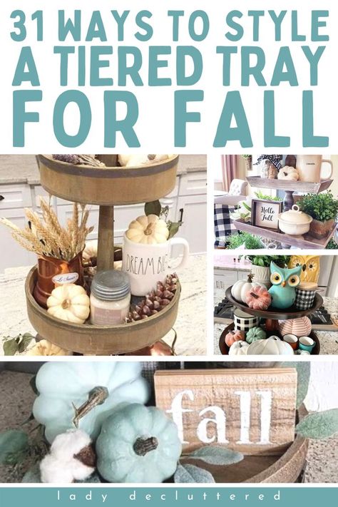 Looking for a new fall decor idea? Fall is the perfect time to bring out all your favorite decorations and make your home feel cozy. This tiered tray is an easy way to spice up any room in your house, and it’s so simple that even beginners can do it. Fall Tiered Tray Decor Ideas, Fall Decorations Indoor, Decorating Trays, Doorstep Decor, Tiered Tray Decor Ideas, Natural Fall Decor, Tray Decor Ideas, Indoor Fall Decor, Lady Decluttered