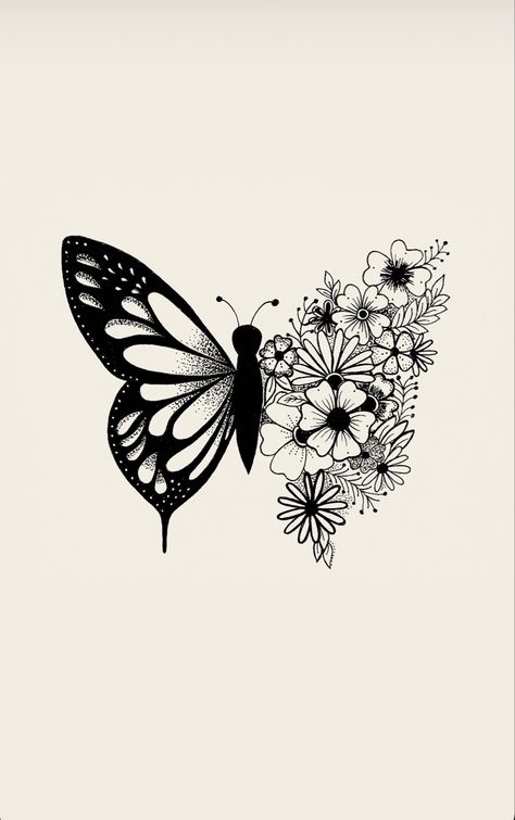 Freehand drawing that makes a great iPhone background/wallpaper  #butterfly #butterflydrawing #butterflyart #iphonewallpaper #iphonebackground #butterflyiphonewallpaper #naturedrawing #nature #butterflyiphonebackground #flowerdrawing #art #flowers Drawing Iphone Wallpaper, Butterfly With Flowers, Butterfly Drawing, Butterfly Flower, Flower Drawing, Iphone Wallpaper, Black And White, Iphone, Tattoos