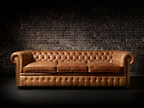 The William King 4 seater chesterfield sofa in Crackle Tan leather. Upholstery Bed, Leather Chesterfield, Brown Sofa, Billiard Room, Chesterfield Sofa, Best Sofa, Cushion Filling, Paisley Design, Upholstered Furniture