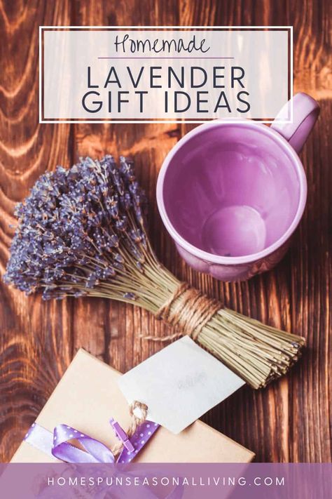 Give the calming aroma and soothing power of lavender with these easy, homemade gift ideas. Use one or several for creating gift baskets full of flavor and self-care. Lavender Products Ideas, Homemade Gifts With Lavender, Things To Do With Lavender, Diy Lavender Gifts, Lavender Bags For Daily Use In Summer, Handmade Lavender Crystals As Gift, Lavender Spiritual Crystals For Gift, Lavender Basket, Milk Soap Recipe