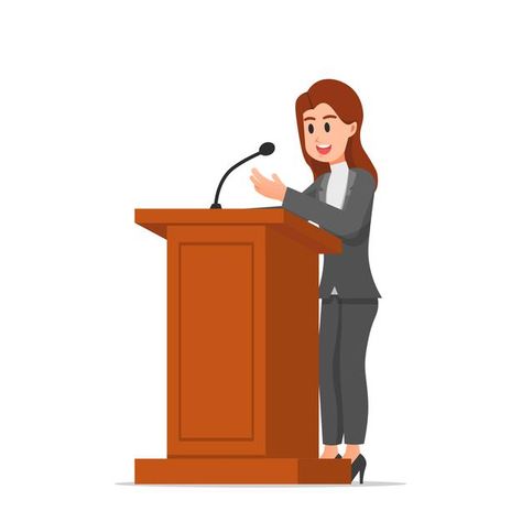 A woman speaking on the podium | Premium Vector #Freepik #vector #people People Speaking Illustration, Podium Drawing, Vision Journal Ideas, Woman Speaking, People Speaking, Guy Dancing, Charity Poster, Party Flats, Multiple Intelligences