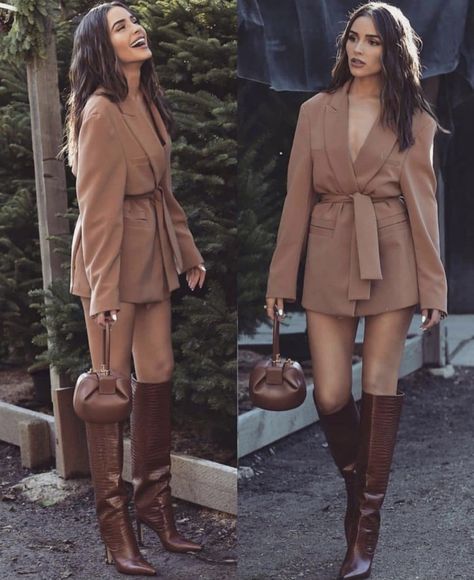 Brown Crocodile Boots Outfit, Austin Outfits, Lawyer Girl, Olivia Culpo, Looks Street Style, Looks Chic, Street Style Outfit, Boots Outfit, Elegant Outfit