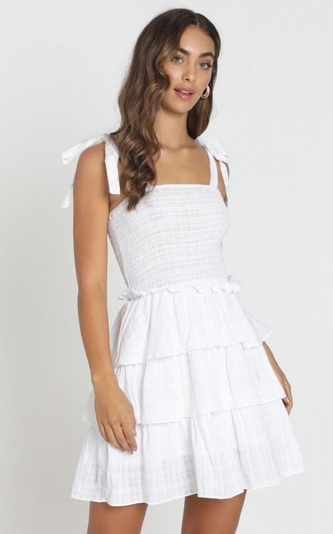 158fc2ddd52ec2cf54d3c161f2dd6517desc50047490ri Conformation Outfit, Summer Dresses White, Tied Dress, Dress Preppy, Recruitment Outfits, Preppy Dresses, Graduation Dresses, Sorority Recruitment, Grad Dresses