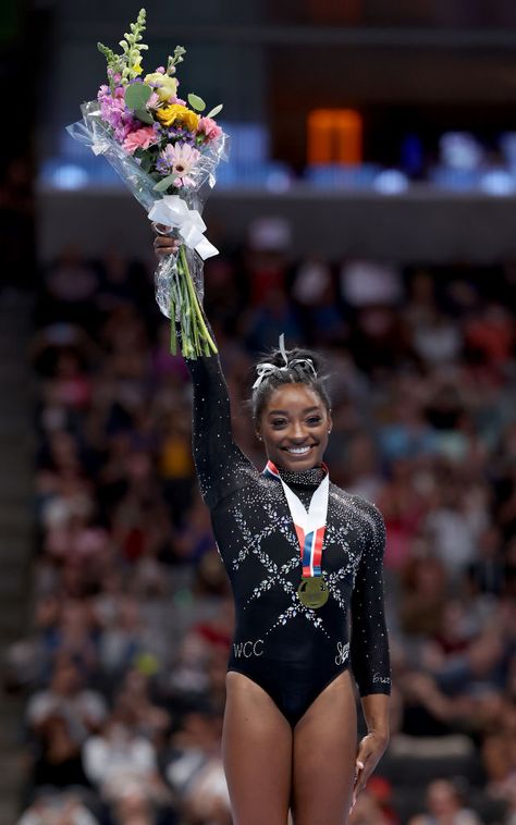 Simone Biles Wins Historic Eighth Title at U.S. Gymnastics Championship Simon Biles, Gk Elite Leotards, Team Usa Gymnastics, Gymnastics World, Tv Watching, Gk Elite, Olympic Village, Princess Silhouette, Gymnastics Photos