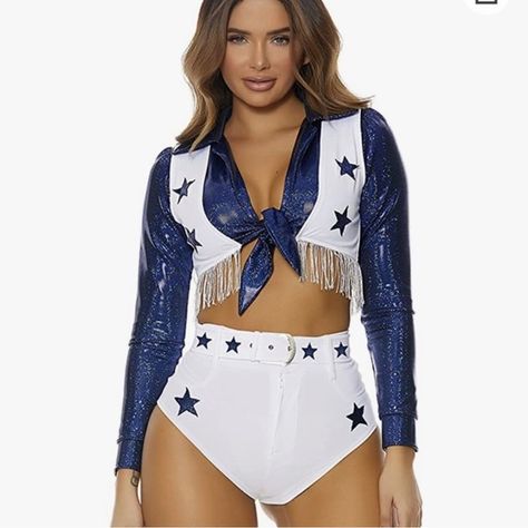 Dallas Cowboys Cheerleader Halloween Costume Dallas Cowboys Cheerleader Costume, Cheerleader Halloween, Cheerleader Halloween Costume, Dallas Cheerleaders, Sports Costume, Cheerleader Costume, Pretty Halloween Costumes, Duo Halloween Costumes, Trendy Halloween Costumes