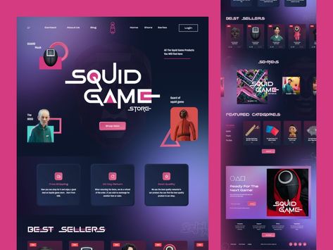 Squid Game Website by Sajon on Dribbble Game Website, Studio Marketing, App Interface Design, Game Websites, Digital Web, Ecommerce Design, Ecommerce Website Design, App Interface, App Ui Design