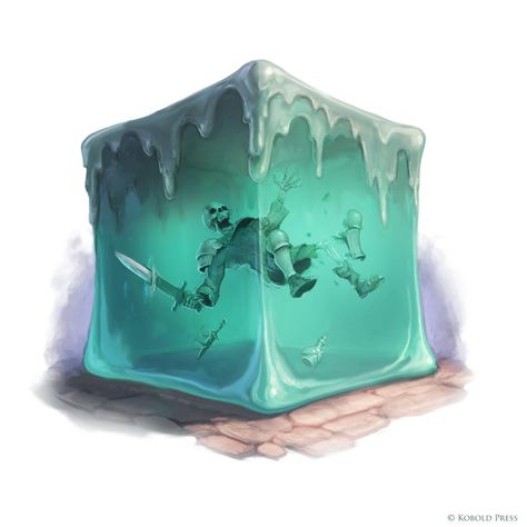 Gelatenous Cube by WillOBrien on DeviantArt Gelatinous Cube, Fantasy Literature, Beast Creature, D D Monsters, Creature Artwork, Dnd Monsters, Cosmic Horror, Cube Design, Fantasy Adventure