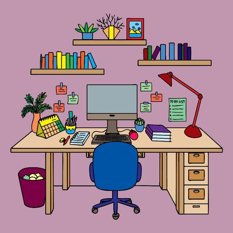 Study Room Drawing, Room Drawing, English Learning Books, New Yorker Covers, Coloring Apps, 2d Character, Happy Colors, Study Room, Graphic Design Posters