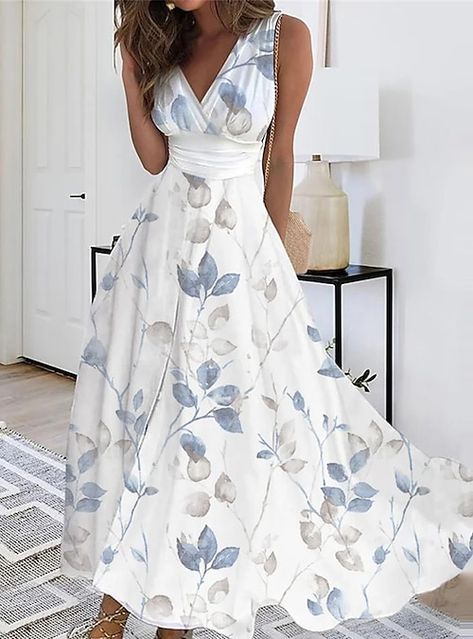 Women's A Line Dresses, Nature Dress, Streetwear Mode, Maxi Robes, Spring Nail, Sleeveless Floral Dress, Style Maxi Dress, Types Of Dresses, Sleeveless Maxi Dress