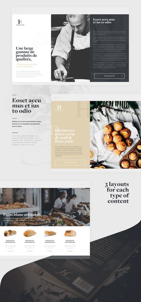 Branding - French Bakery - UI & Print Design on Behance French Website Design, Bakery Brochure Design, Bakery Brochure, Bakery Photoshoot, Bakery Website, French Basket, Pastry Design, Bakery Branding, French Baskets