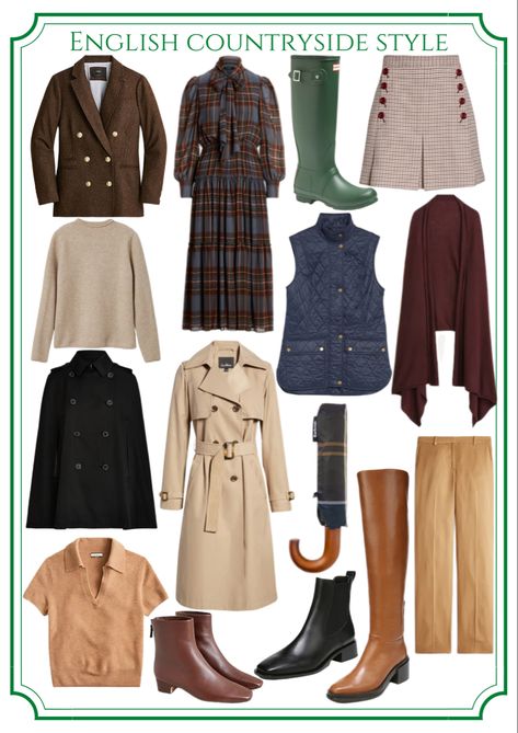 Scotland Inspired Outfit, British Autumn Style, English Country Aesthetic Fashion, British Heritage Fashion Women, English Style Outfit Women, Classic British Style Women Chic, English Clothing Style Woman, English Lady Style, British Heritage Aesthetic