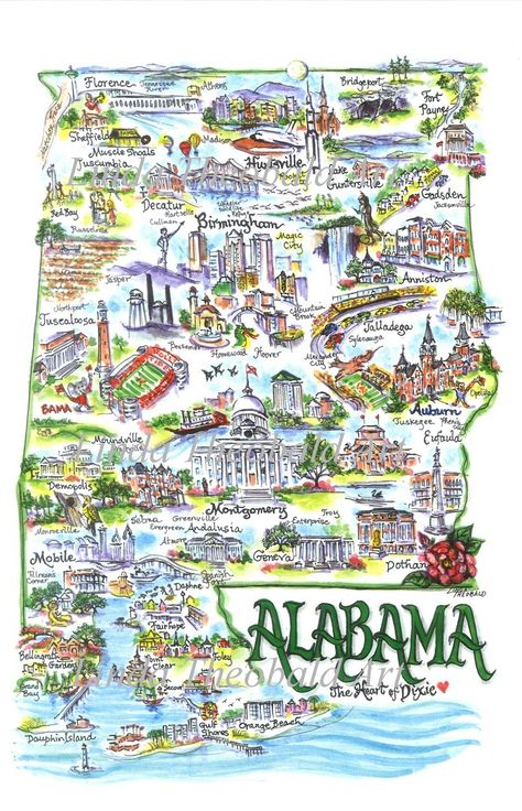 State of Alabama Madison Alabama, Mobile Pictures, State Of Alabama, Alabama Travel, Bama Girl, Huntsville Alabama, Illustrated Art, Alabama State, Sweet Home Alabama