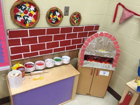 My pizzeria dramatic play for restaurant theme! Pizzeria Dramatic Play Preschool, Preschool Restaurant Theme, Pizzeria Dramatic Play, Restaurant Preschool, Pizza Role Play, Dramatic Play Restaurant, Preschool Restaurant, Dramatic Play Kitchen, Preschool Pizza