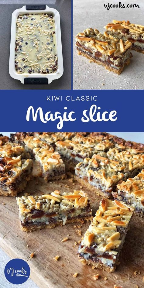 Delicous and Easy Magic Slice Recipe - VJ cooks Magic Slice, Vj Cooks, No Bake Slices, Easy Slice, Slice Recipe, Tray Bake Recipes, Easy Magic, Buttery Biscuits, Gateaux Cake