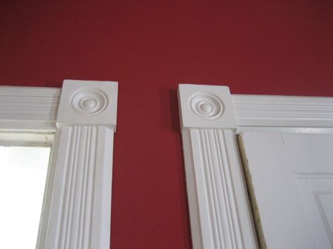 Door Trim Molding Styles | ... newel posts on our staircase are finished off with urn style finials Farmhouse Trim Moldings, Door Casing Ideas, Farmhouse Window Trim, Farmhouse Interior Doors, Window Molding Trim, Farmhouse Trim, Baseboard Styles, Door Frame Molding, Trendy Door