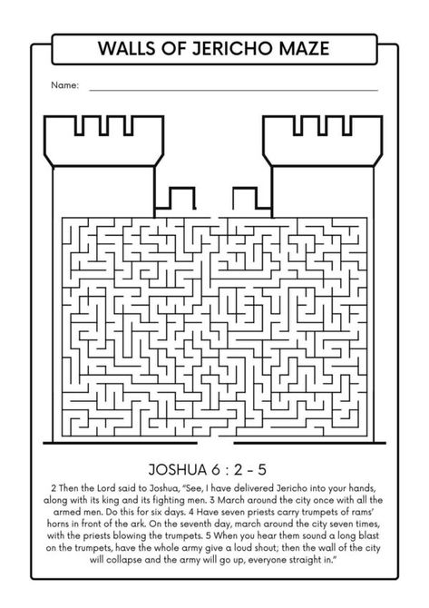 Walls Of Jericho Coloring Page, Wall Of Jericho Activity, Walls Of Jericho Craft Sunday School, Joshua Jericho Craft, Battle Of Jericho Craft, Walls Of Jericho Craft, Joshua And Jericho, Jericho Craft, Jericho Walls