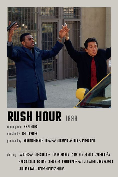 Rush Hour Movie Poster, Rush Hour Movie, Rush Poster, Jackie Chan Movies, Room Things, Most Paused Movie Scenes, Iconic Movie Posters, Wall Collage Kit, Perfect Movie