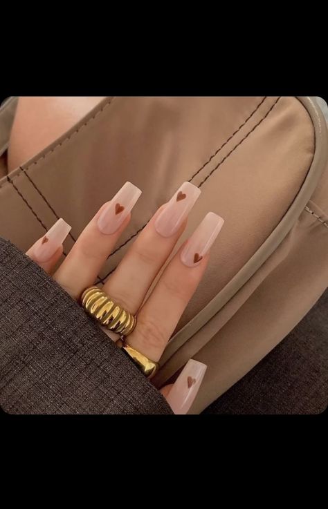 Kylie Jenner Nails, Nails Only, Ballerina Nails, Brown Nails, Heart Nails, Classy Nails, Chic Nails, Short Acrylic Nails, Valentine's Day Nails