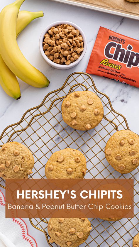 Taking cookies to a whole new level with HERSHEY'S CHIPITS REESE'S Peanut Butter Chips! 🍌🥜🍪 Chipits Recipes, Banana And Peanut Butter, Peanut Butter Chip Cookies, Delicious Cookie Recipes, Chip Cookie Recipe, Reeses Peanut Butter, Peanut Butter Chips, Peanut Butter Banana, Baking Sheets