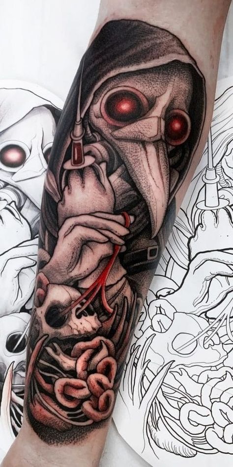 Plague Doctor Tattoo, Doctor Art, Doctor Tattoo, Tattoo Design Tattoo, Mask Tattoo, Gothic Tattoo, Realistic Eye, Dark Art Tattoo, Plague Doctor