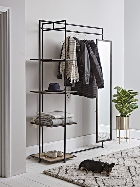 Clothing Rack Bedroom, Metal Furniture Design, Hallway Storage, Metal Clothing, Clothes Rail, Iron Furniture, Clothes Rack, Hanging Rail, Closet Design