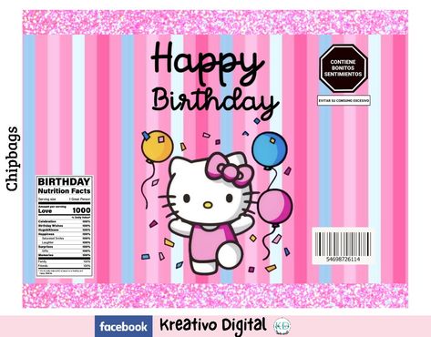 Sanrio Birthday, Chips Bags, Hello Kit, Hello Kitty Party, Hello Kitty Birthday, Bear Party, Chip Bags, Cat Party, Box Template