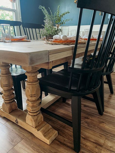 Wood Dining Table Refinish, Dining Room With Oak Table, Refinishing Oak Table Dining Room, Restaining Oak Table, Red Oak Dining Table, Dining Room Table And Chairs Makeover, Refinished Oak Table, Refinish Oak Table, Refinishing Kitchen Table