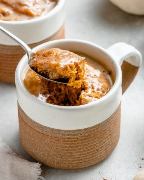 Vegan Pumpkin Mug Cake | Ambitious Kitchen Single Person Meals, Pumpkin Mug Cake, Ambitious Kitchen Recipes, Apple Coffee Cakes, Savory Pumpkin Recipes, Dairy Free Chocolate Chips, Ambitious Kitchen, Single Serve Desserts, Plant Based Foods