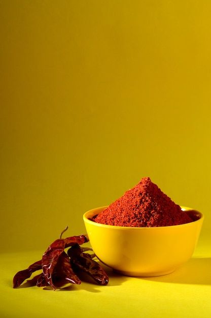 Photo chili powder in yellow bowl. red c... | Premium Photo #Freepik #photo #chili-powder #chilli-powder #hot-pepper #pepper-powder Chilly Pepper, Spices Photography, Red Spice, Sweet Pork, Traditional Chili, Red Chilli Powder, Curry Spices, Red Chili Peppers, Pepper Powder