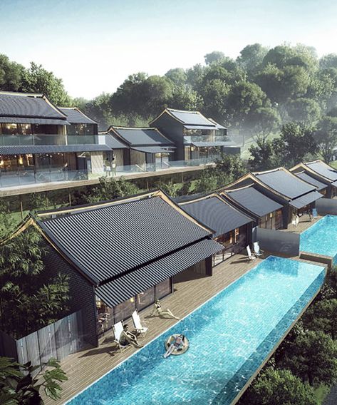 Aedas references traditional chinese architecture with plans for luxury resort and hotel Chinese Architecture Traditional, Resort Hotel Design, Resort Design Plan, Hotel Landscape, Ancient Chinese Architecture, China Architecture, Chinese Element, Resort Architecture, Hotel Plan