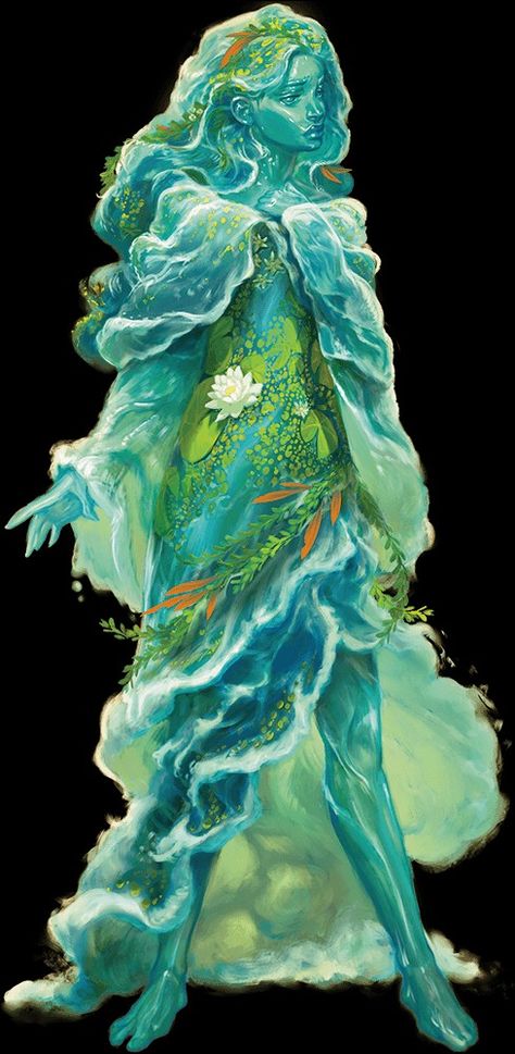 Water Fairy, Water People, Water Spirit, Water Nymphs, Forgotten Realms, Dungeons And Dragons Characters, Dnd Art, Goddess Art, Arte Fantasy