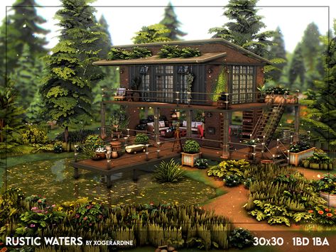 The Sims Resource - Rustic Waters (NO CC) Sims 4 Cc Cabin, Sims 4 Forest House, Sims 4 Apocalypse Cc, Sims 4 Apocalypse, The Sims 4 Casas, No Cc Sims, Lots Sims 4, Ts4 Lots, Sims4 Build