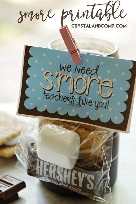 smore printable for your teacher Cheap Teacher Appreciation Gifts, Teacher Appreciation Diy, Easy Teacher Gifts, Appreciation Gifts Diy, Unique Teachers Gift, Teacher Appreciation Gifts Diy, Cute Teacher Gifts, Teacher Valentine Gifts, Free Printable Gifts