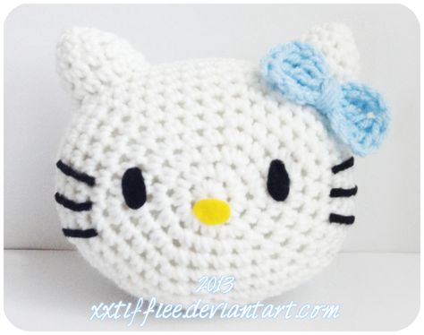 Hello Kitty Pillow by xxtiffiee Crochet Hello Kitty Pillow, Hello Kitty Pillow, Hello Kitty Imagenes, Crochet Pillow Patterns Free, Novelty Pillows, Hello Kitty Crochet, Head Pillow, Miss Kitty, Crochet Cushion Cover