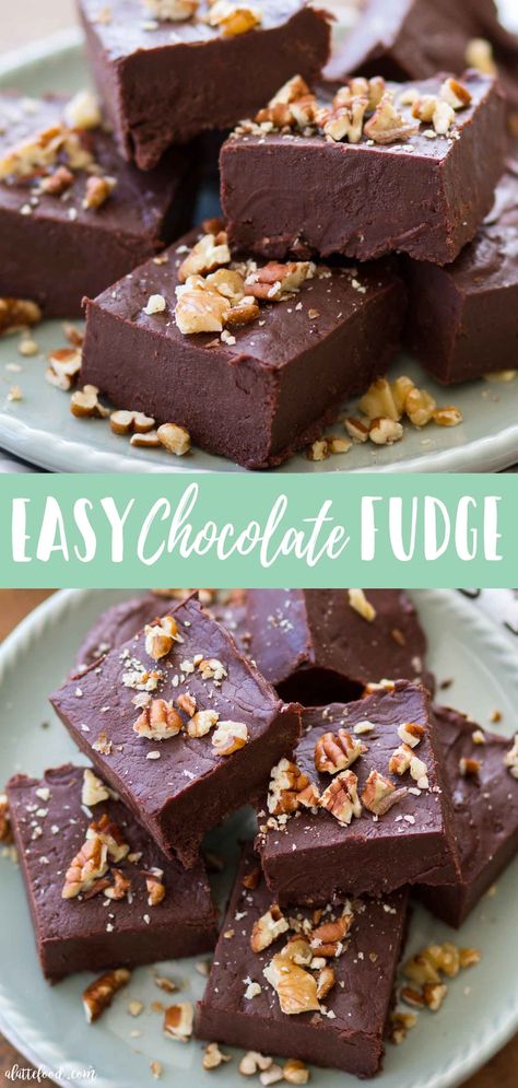 This Easy Chocolate Fudge Recipe is made with just a few ingredients and it comes out perfectly every single time! You don’t need a candy thermometer or any fancy tools either. #fudge #dessert #chocolate #christmas Chocolate Fudge With Sweetened Condensed Milk, Dark Fudge Recipes, Fudge Recipes Easy Condensed Milk, Dark Chocolate Fudge Recipe, Sweetened Condensed Milk Fudge, Condensed Milk Fudge, Fantastic Fudge, Best Chocolate Fudge Recipes, Easy Chocolate Fudge Recipe