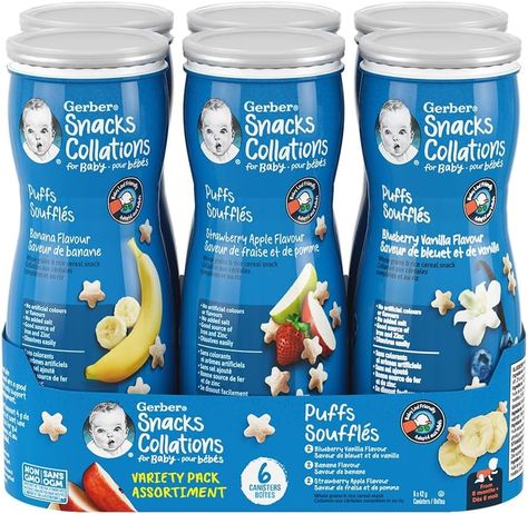 Baby Food Puffs, Gerber Baby Snacks, Gerber Puffs, Baby First Finger Foods, Gerber Snacks, Walmart Food, First Finger Foods, Gerber Baby Food, Baby Puffs