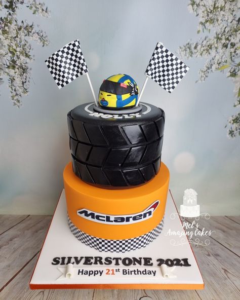 Mclaren Cake Ideas, Mclaren Birthday Cake, Lando Norris Birthday Cake, Tyre Cake, F1 Birthday Cake, F1 Cake Ideas, Formula 1 Cake, F1 Cake, 18th Party Ideas