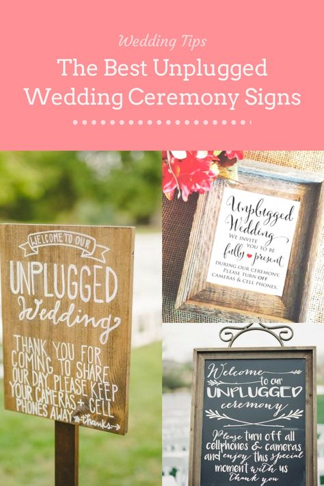 Some great unplugged wedding ceremony signage options Ceremony Signage, Unplugged Ceremony Sign, Wedding Wording, Wedding Ceremony Signs, Unplugged Wedding, Ceremony Signs, Soul Mate, Wedding Sign, Plan Your Wedding