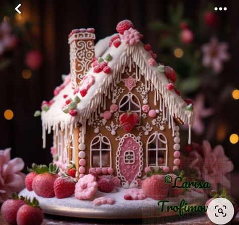 Playroom Christmas, Candy Village, Pink Gingerbread House, Homemade Gingerbread House, Gingerbread House Ideas, Ginger House, Pink Gingerbread, Gingerbread House Designs, The Best Dessert