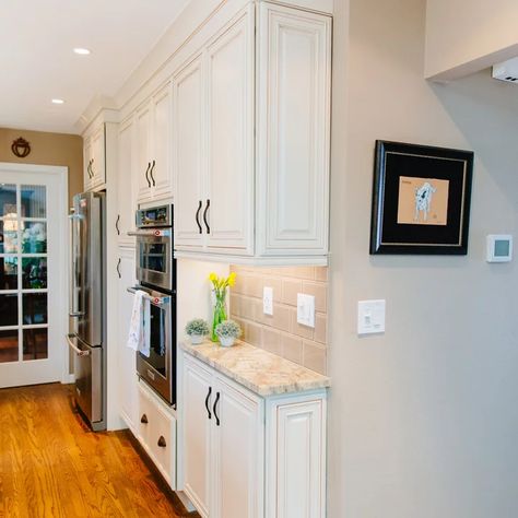 Kitchen Remodel - Transitional - Kitchen - New York - by Janet B. Siegel, Architect | Houzz Layered Lob Straight, Shallow Kitchen Cabinet Wall, Lob Straight Hair, Kitchen Space Ideas, Lob Straight, Shallow Cabinets, Lob Hairstyles, Layered Lob, Beige Cabinets