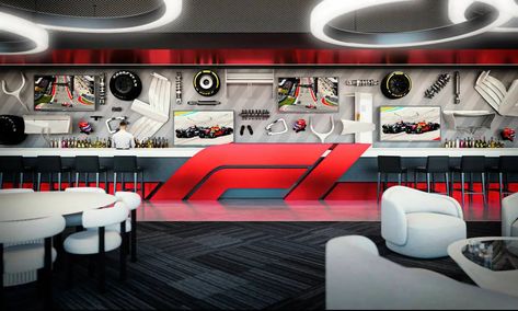 F1 Las Vegas Grand Prix renderings preview spectacular race views | Las Vegas Review-Journal Motorcycle Showroom Interior, F1 Las Vegas, Exhibit Design Inspiration, Drawing Room Interior Design, Training Facility, Race Car Party, Car Office, Design Milk, Drawing Room