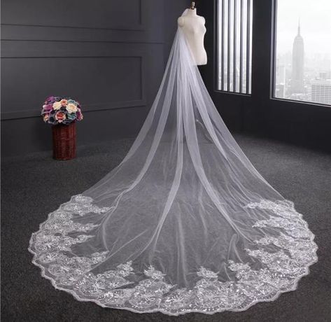 Cheap Wedding Veil, Mantilla Veil Wedding, Cathedral Length Wedding Veil, Lace Edge Veil, Tulle Wedding Veil, Long Veil Wedding, Cathedral Bridal Veils, Cathedral Wedding Veils, Veil Accessories