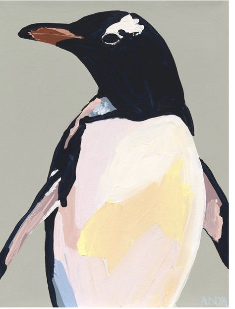 Canvas Paintings Abstract, Penguin Painting, Paintings Of Birds, Abstract Bird, 얼굴 드로잉, Penguin Art, Paintings Canvas, Bird Paintings, Paintings Abstract