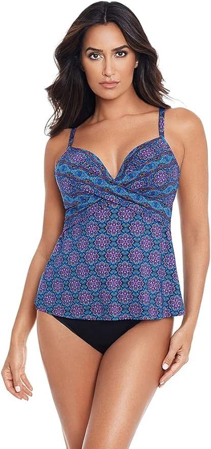 Amazon.com: Miraclesuit Women's Swimwear Danube Bleu Allura Underwire Foam Cup Adjustable Strap Tankini Bathing Suit TopTop, Multi, 12 : Clothing, Shoes & Jewelry Miracle Suit Swimwear, Underwire Bathing Suits, Underwire Tankini Tops, Elegant Lingerie, Underwire Tankini, Printed Tankini, Floral One Piece Swimsuit, Straight Back, Tankini Swim Tops