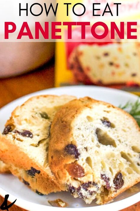 You'll love this Italian Christmas cake! Panettone is a yummy breakfast tradition. If you want to know how to eat Panettone, click through. #christmaspanettone #italiantradition #christmasbreakfast #panettone Panatone Bread, Panettone Cake, Chocolate Panettone, Italian Christmas Cake, Italian Lemon Cookies, Panettone Bread, Italian Panettone, Panettone Recipe, Christmas Buffet