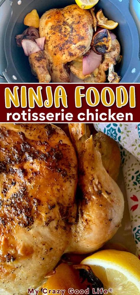 Easy Chicken Recipies, Ninja Foodi Roast, Store Bought Rotisserie Chicken, Best Roast Chicken Recipe, Pressure Cooker Recipes Healthy, Dinner For Family, My Crazy Good Life, Pressure Cooking Chicken, Pressure Cooker Recipes Chicken