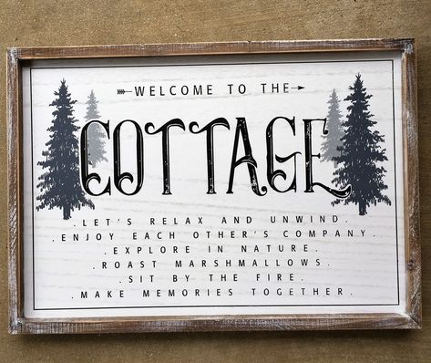 Welcome To The Cottage Signs, Funny Cottage Signs, Cottage Quotes, Cottage Signs Wooden, Cameo Crafts, Enchanted Cottage, Silhouette Cameo Crafts, Fun Sign, Wood Wall Plaques