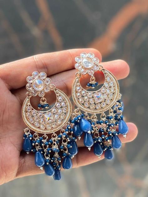 Jhumkas Aesthetic, Edgy Engagement Ring, What Jhumka, Engagement Ring Non Traditional, Trendy Gold Necklace, Stylish Jewelry Accessories, Royal Blue Earrings, Purple Drop Earrings, Silver Bracelet Designs