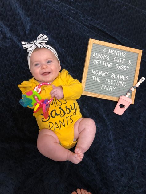 4 month old teething letter board • teething fairy Month Birthday Photoshoot, 5 Month Baby Milestones, 6 Month Baby Milestones, 5 Month Old Baby, Birthday Photoshoot Ideas, Baby Boy Newborn Photography, Fun Baby Announcement, Baby Milestones Pictures, Monthly Baby Pictures